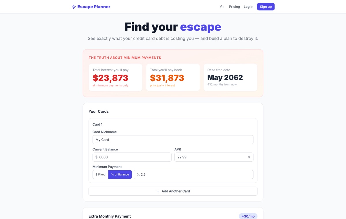 Escape Planner - SaaS / Fintech project by Umar Jamil